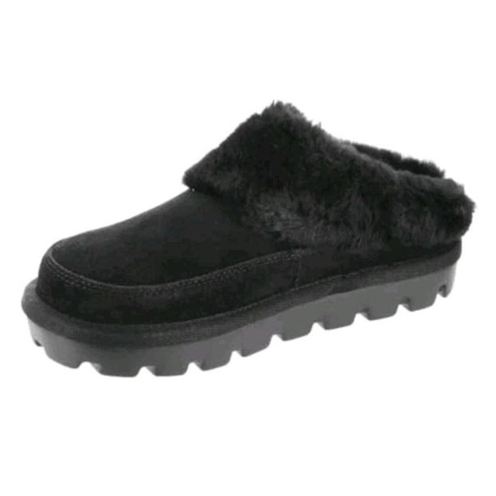 Koolaburra by UGG Tizzey New in Box Black Suede Faux Fur Womens Slipper Size 10